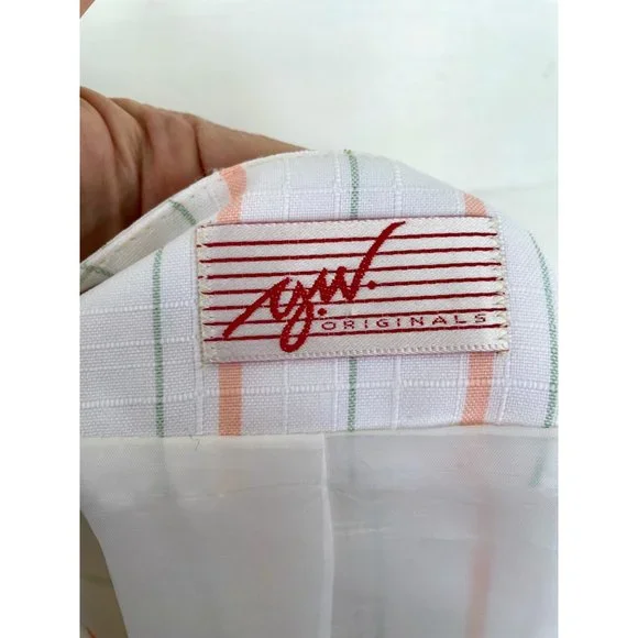 Vintage 1970s White Peach Striped Skirt Suit - Picture 10 of 16